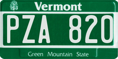 VT license plate PZA820