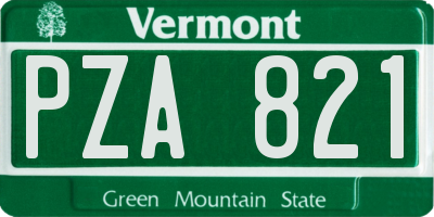 VT license plate PZA821