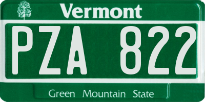VT license plate PZA822