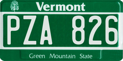 VT license plate PZA826