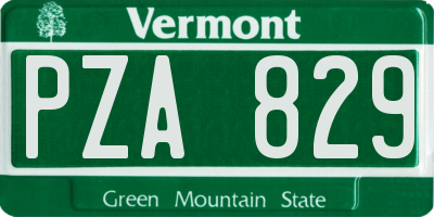 VT license plate PZA829