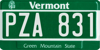 VT license plate PZA831