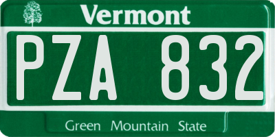 VT license plate PZA832
