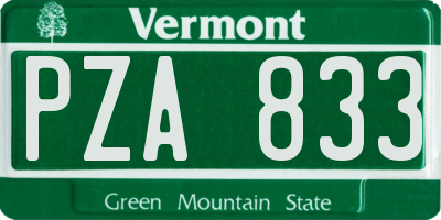 VT license plate PZA833
