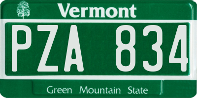 VT license plate PZA834