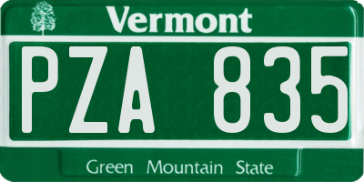 VT license plate PZA835