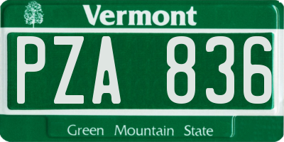 VT license plate PZA836