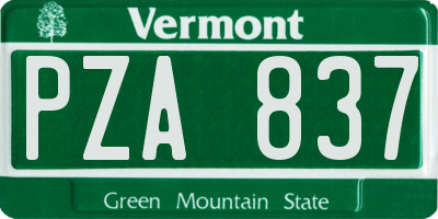 VT license plate PZA837