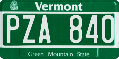 VT license plate PZA840