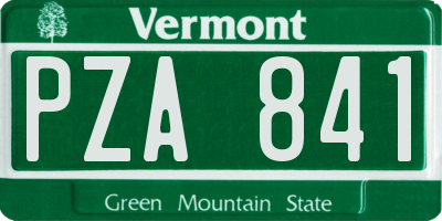 VT license plate PZA841