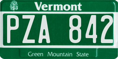 VT license plate PZA842