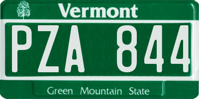 VT license plate PZA844