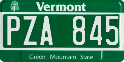 VT license plate PZA845
