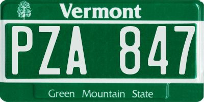 VT license plate PZA847