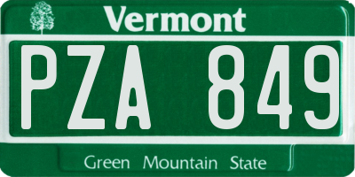 VT license plate PZA849