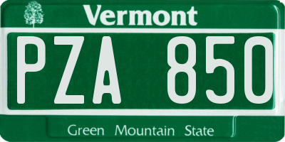 VT license plate PZA850