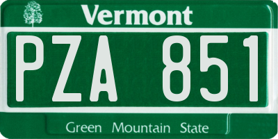 VT license plate PZA851