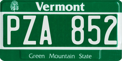 VT license plate PZA852