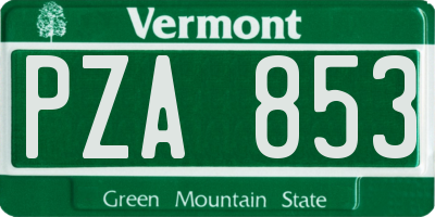 VT license plate PZA853