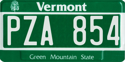 VT license plate PZA854
