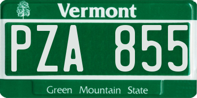 VT license plate PZA855