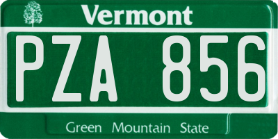 VT license plate PZA856