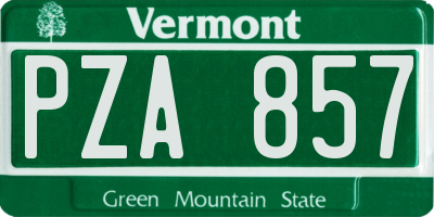 VT license plate PZA857