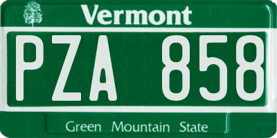 VT license plate PZA858