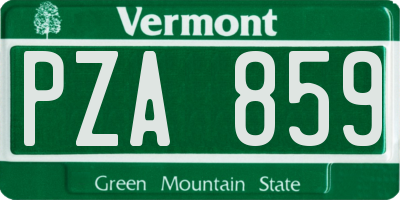 VT license plate PZA859