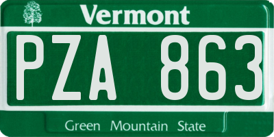 VT license plate PZA863