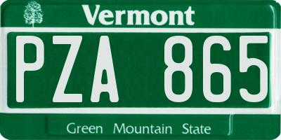 VT license plate PZA865