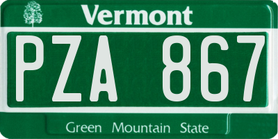 VT license plate PZA867