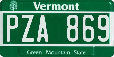 VT license plate PZA869