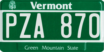 VT license plate PZA870
