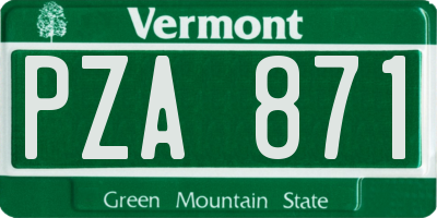 VT license plate PZA871