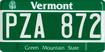 VT license plate PZA872