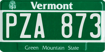 VT license plate PZA873