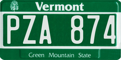 VT license plate PZA874