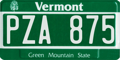 VT license plate PZA875