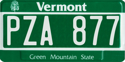 VT license plate PZA877