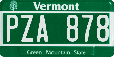 VT license plate PZA878