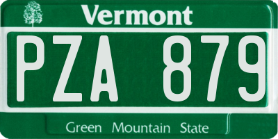 VT license plate PZA879