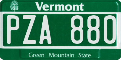 VT license plate PZA880