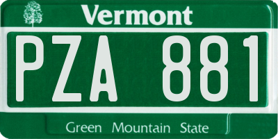 VT license plate PZA881