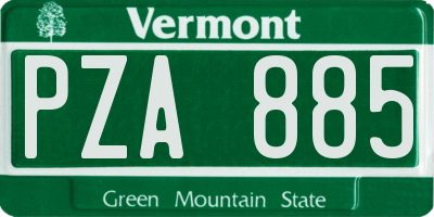 VT license plate PZA885