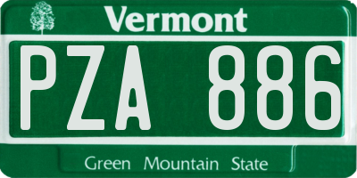 VT license plate PZA886