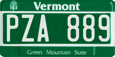 VT license plate PZA889