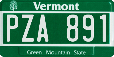 VT license plate PZA891
