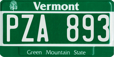 VT license plate PZA893