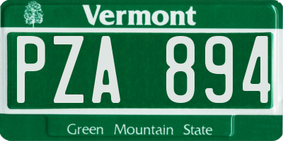 VT license plate PZA894